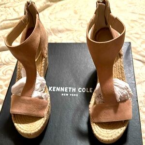 Brand New w/o tags wedge suade sandals, olivia t strap